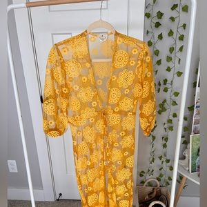 Yellow Sheer Cover Up Cardigan